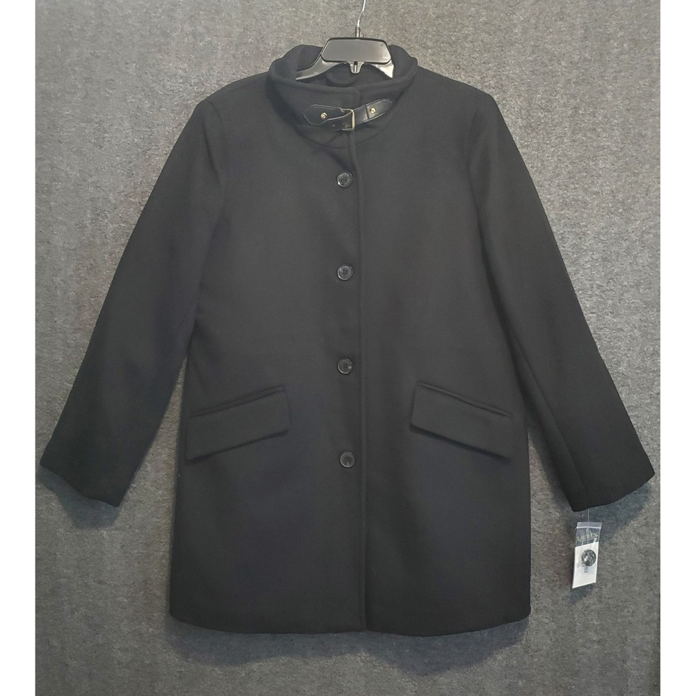 Ralph Lauren Black Label Coat Women's 12 Wool Blend Black Buckle Collar NWT